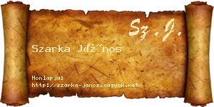 Szarka János névjegykártya